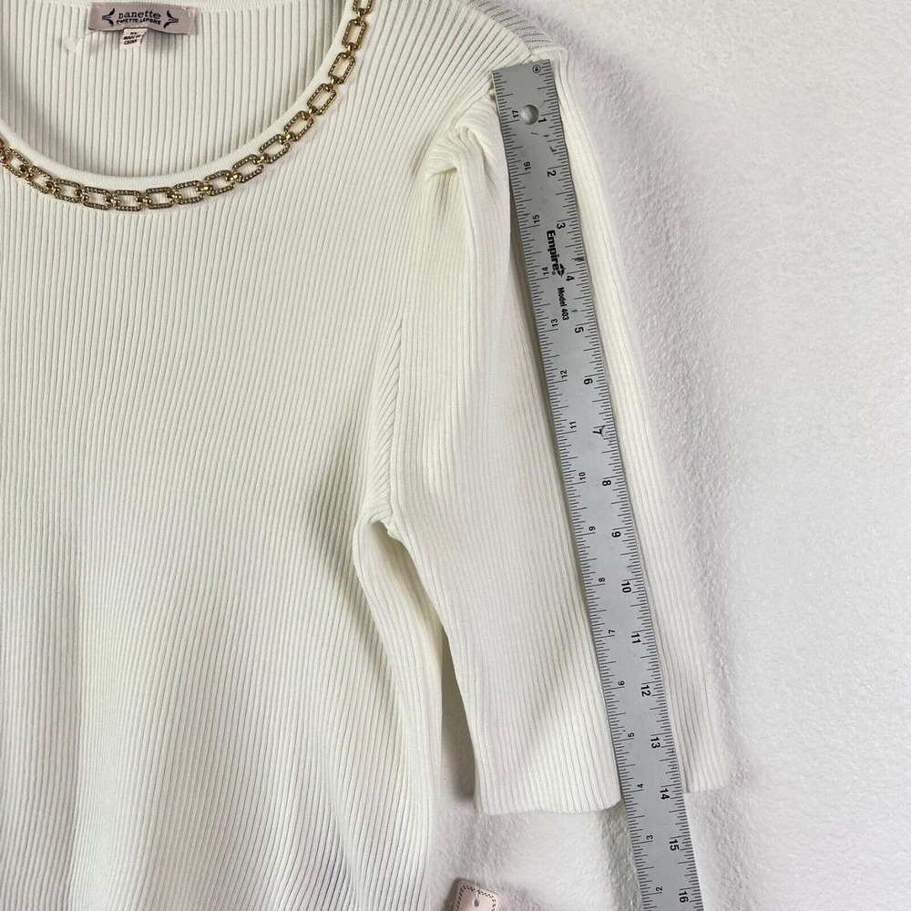 NWT Nanette Lepore Women's Top XL White Scoop Neck  Knit‎  Puff Sleeve - Picture 9 of 13